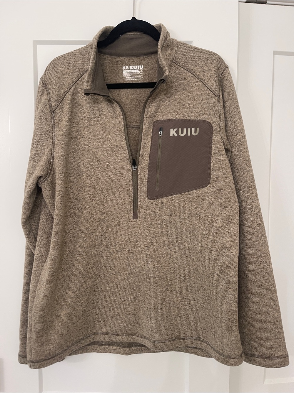 KUIU Men's Zip-Front Pullover Sweater in Tan